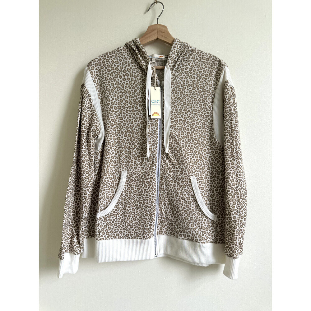 C&C CALIFORNIA Women's Leopard-Print Hoodie, Snow Leopard, Size M, $109